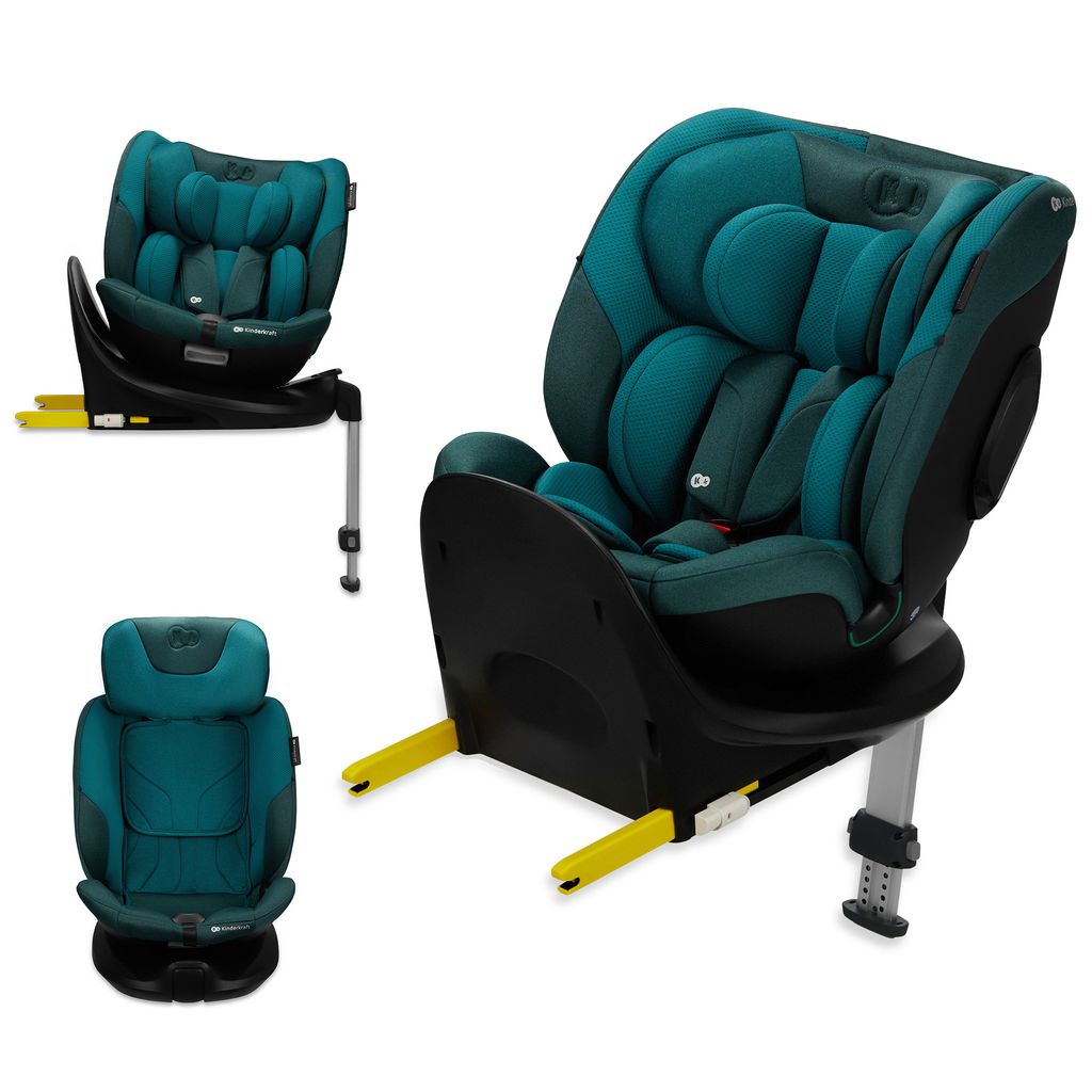 Kinderkraft I-FIX i-Size - Kindersitz 40-150 cm - 360° Drehung - RWF/FWF - H-GUARD+ - SPS+ - EPP-Schaum - ISOFIX - Stützfuß - RECLINING - Blau