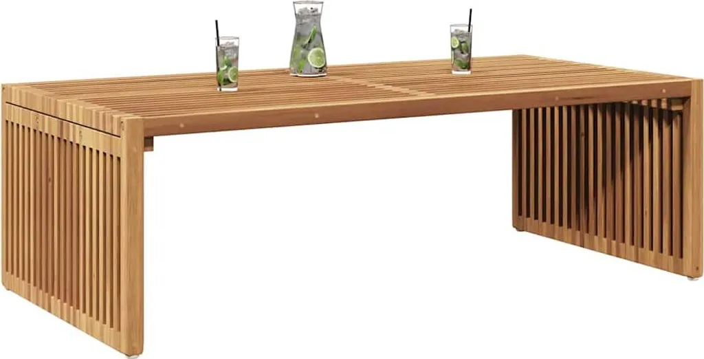 Table jardin teck massif marron 110cm : solidité face aux intempéries