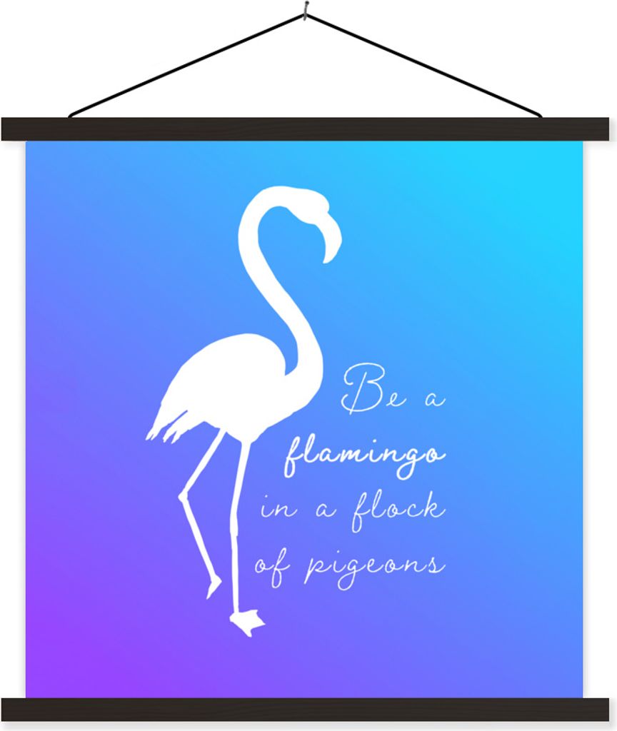 MuchoWow Textilposter Flamingo - Scherenschnitt - Briefe - Zitate 40x40 cm mit schwarzem Rahmen - Fotos