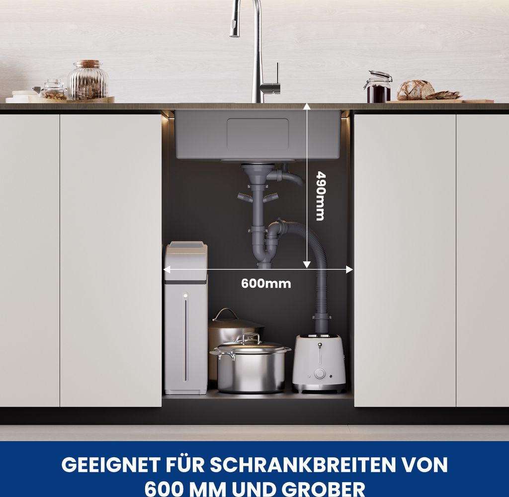 CECIPA Edelstahlspüle gebürstet Küchenspüle 60*45*18cm Produktbild 7