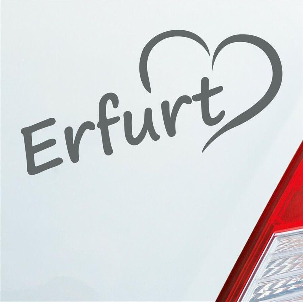 Auto Aufkleber Erfurt Herz Stadt City Liebe Love Heimat 17x8 cm Grau Sticker Heckscheibenaufkleber
