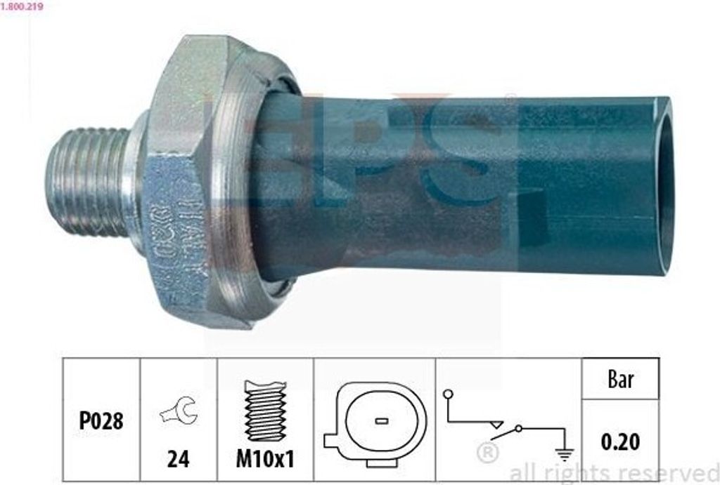 EPS 1.800.219 Öldruckschalter Öldrucksensor für VW Golf VII Variant (BA5, BV5) Golf Alltrack VII (BA5, BV5) für SEAT Alhambra (710, 711)