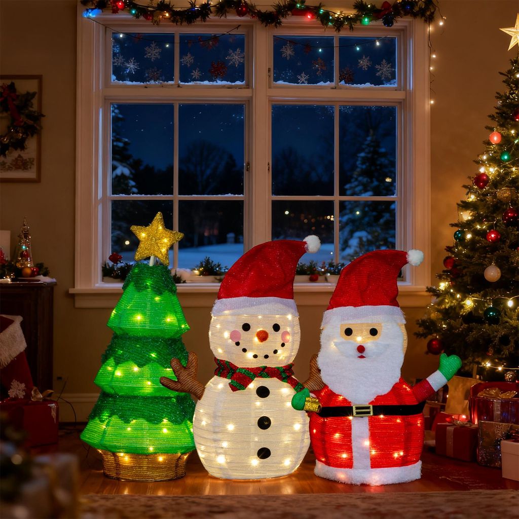 LEADZM Schneemann & Weihnachtsbaum mit 150 warmweißen Produktbild 