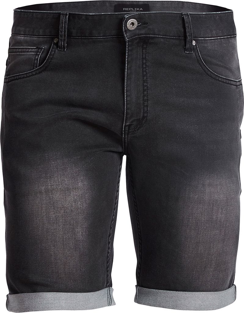 XXL Replika Jeans Stretch Shorts schwarz used wash