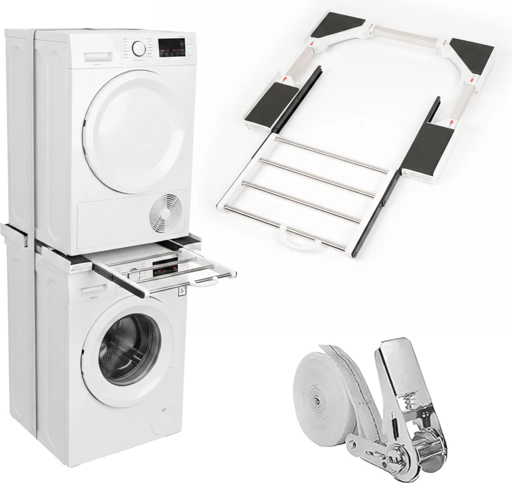 Kit de Superposition Lave-Linge et Sèche-Linge Universel en Acier Robuste