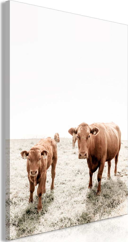 Italienischer Leinwand Leinwandbild - Mother and Calf (1 Part) Vertical 20x30 cm Tiere g-B-0248-b-a