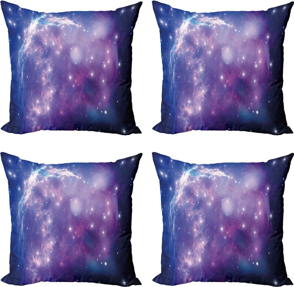 ABAKUHAUS Konstellation Kissenbezug Set (4 Stück), lila-Nebel, Moderner Doppelseitiger Digitaldruck, 40 cm x 40 cm, Lila Aqua Dark Blue