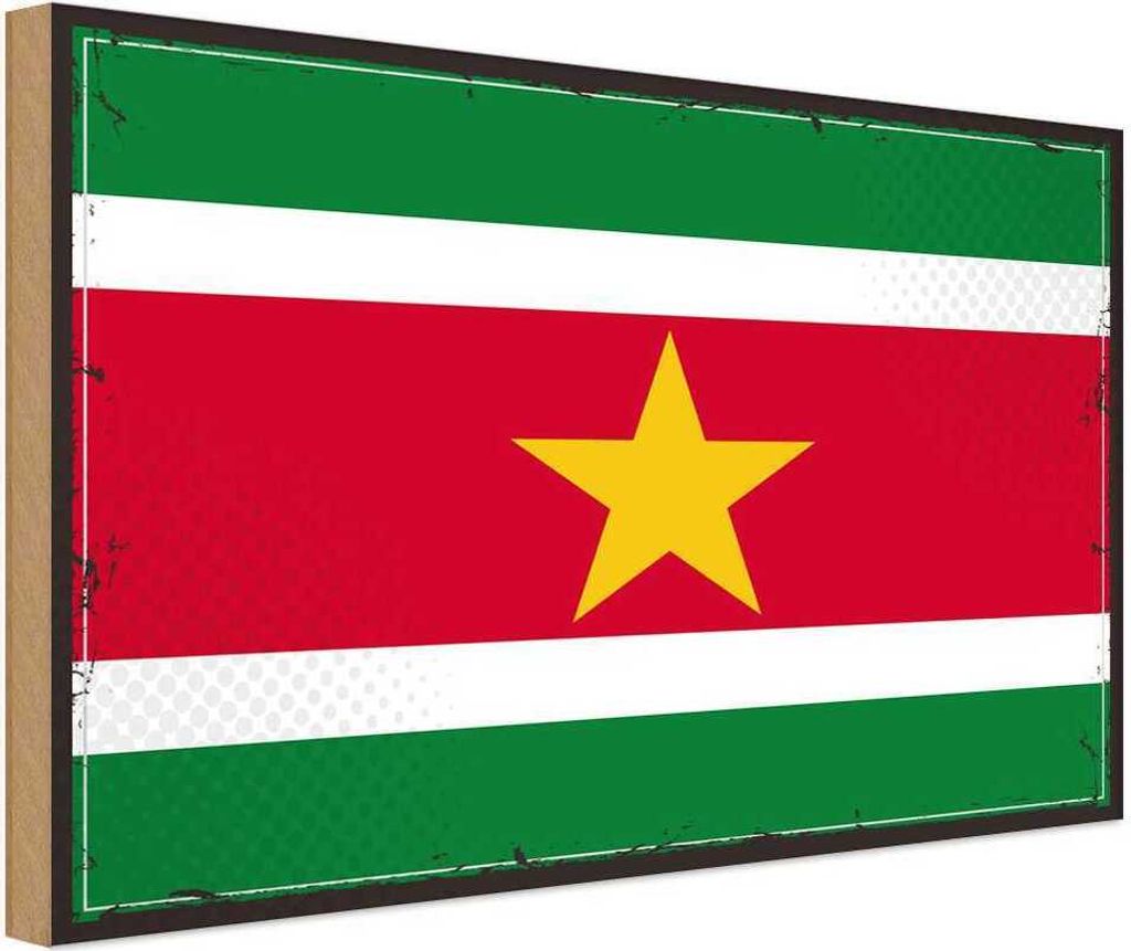 vianmo Holzschild 20x30 cm Surinames Suriname Flagge Fahne Wappen