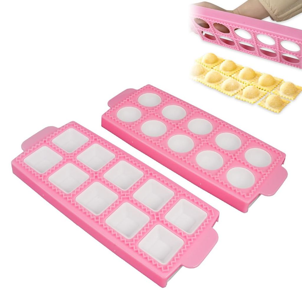 2-teiliges Ravioli-Formenset mit 10 Fächern, Formen für runde und quadratische Ravioli, hochwertige Ravioli-Ausstecher, Formen für Teigtaschen, ...