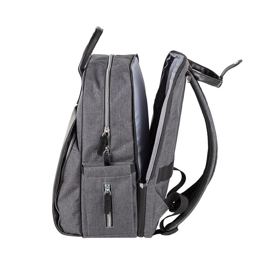 Novi XL Wickelrucksack mit Einlage – große Aufbewahrung, viele Fächer, inkl. Wickelunterlage, Grey