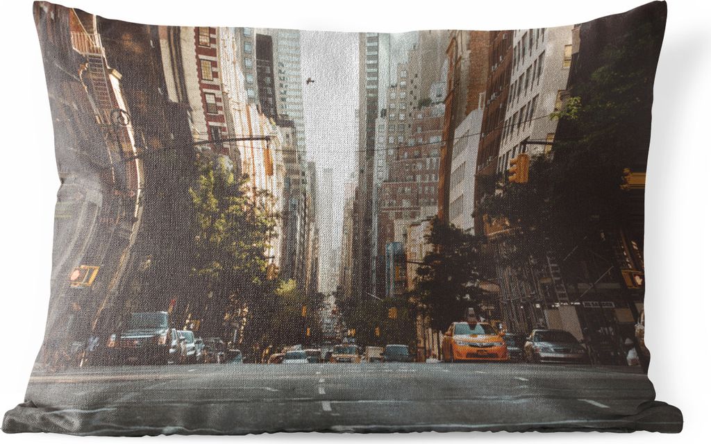 MuchoWow Outdoor Kissen - New York am Morgen - 50x30 cm - Wetterfest - Lounge Kissen - Sofa kissen - Wohnzimmer Dekoration