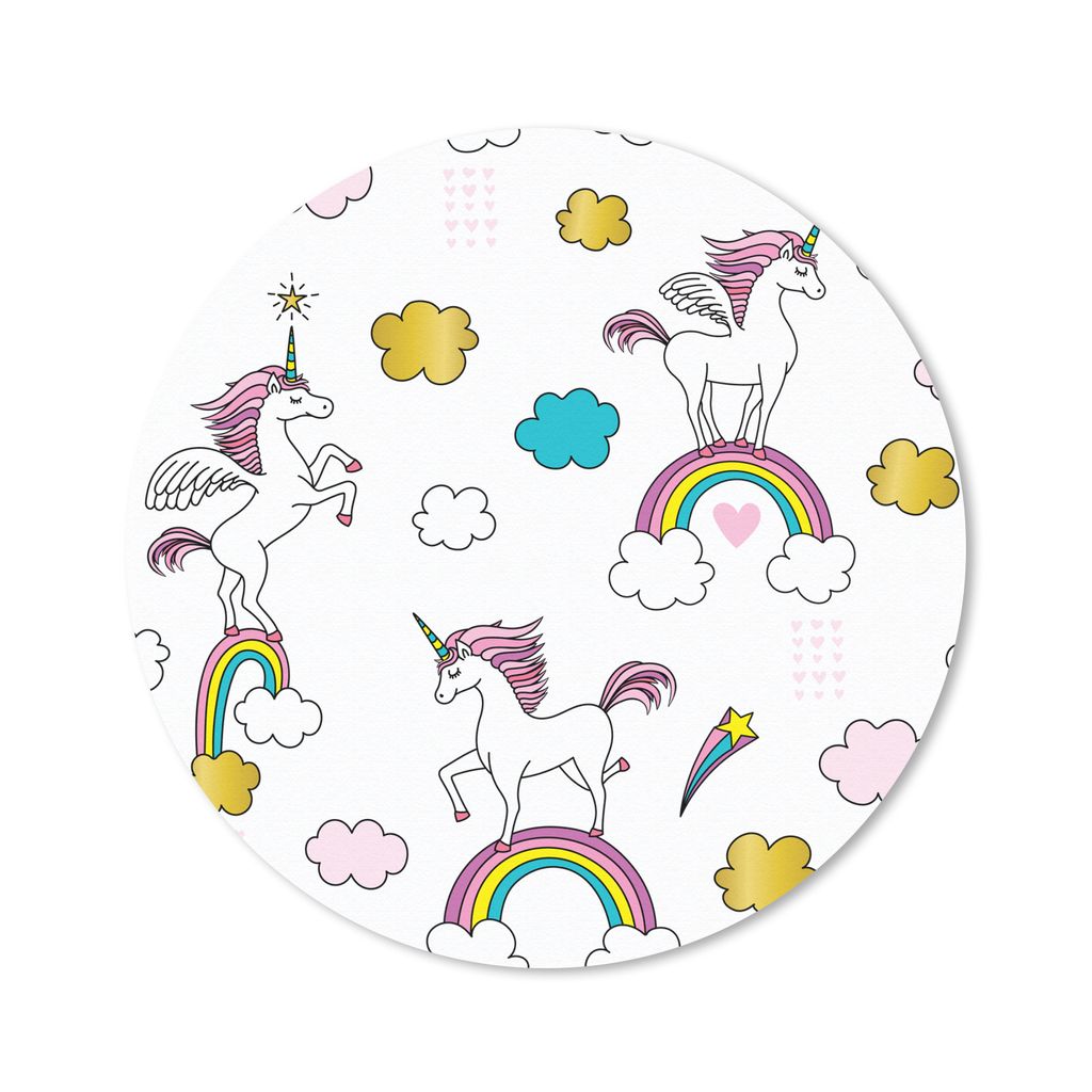 MuchoWow Mauspad Mousepad Eine Illustration von Einhörnern auf Regenbögen - Mädchen - Kinder - Kinder 30x30 cm - Mousepads - Maus Mat - Pad - ...
