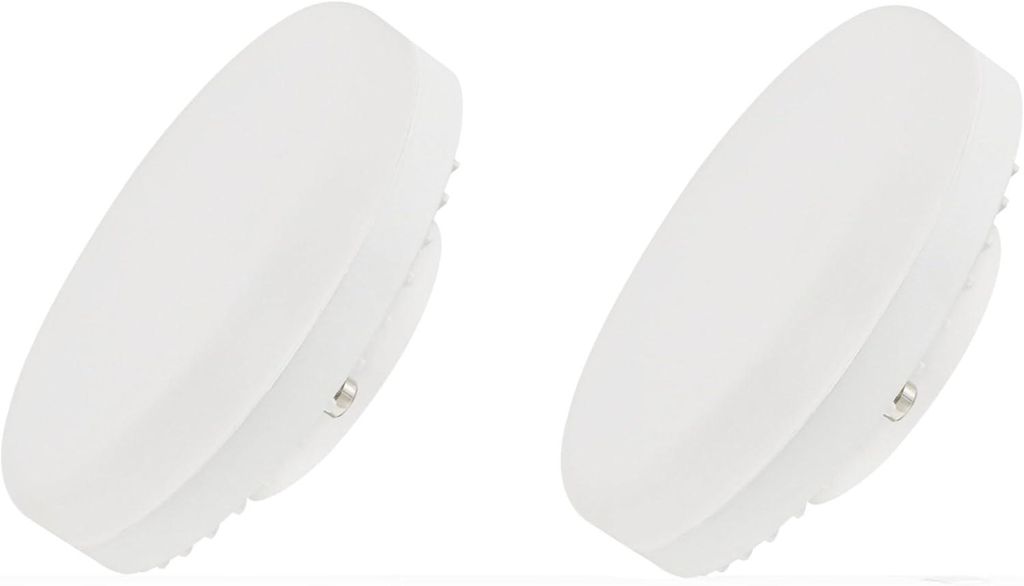Two white LED light bulbs are shown against a white background.