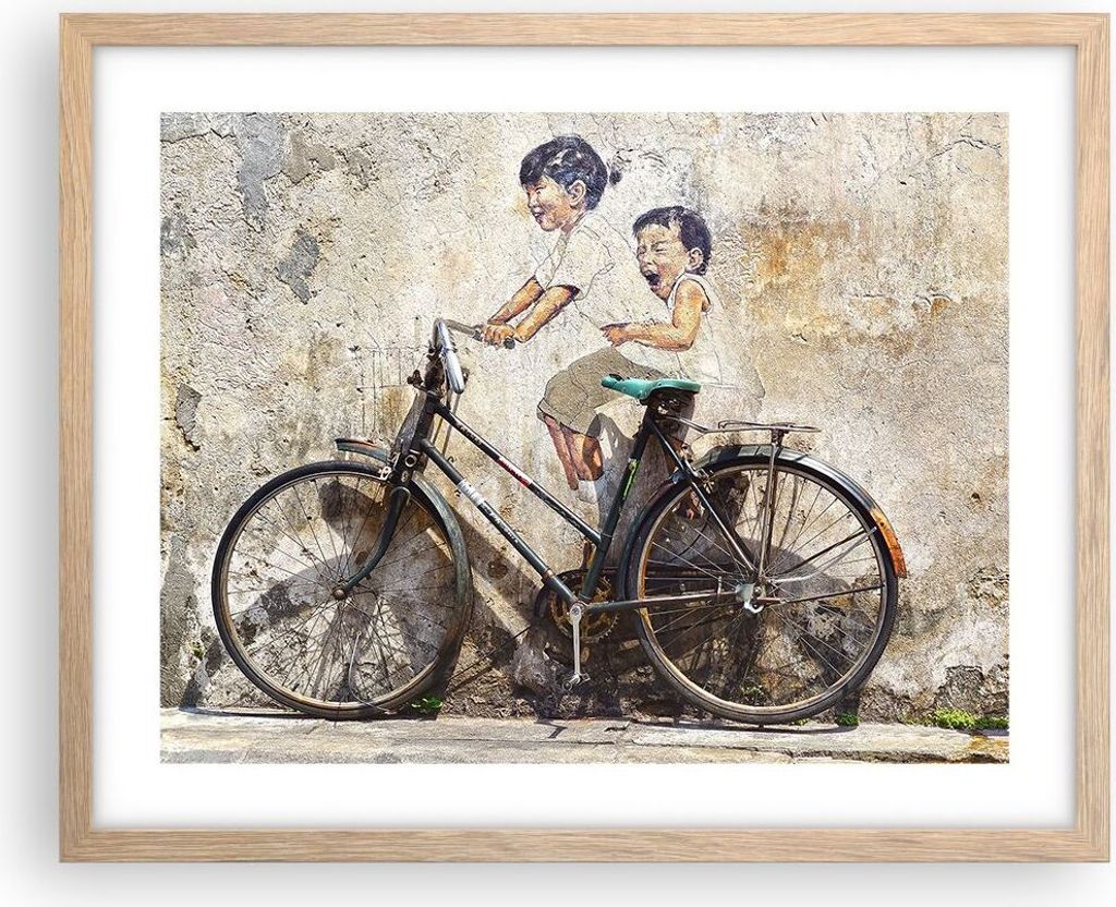 Gerahmtes Poster - Rahmen in heller Eiche - Graffiti modern - 50x40 cm - Wand Bild - Wanddeko - Wandbilder - Kunstposter - Wandposter - Bilderrahme...