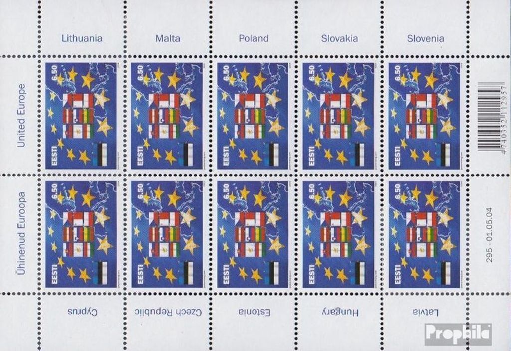 Briefmarken Estland 2004 Mi 487Klb Kleinbogen (kompl.Ausg.) postfrisch Beitritt zur EU