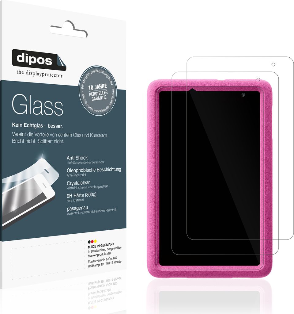 2x Schutzfolie für Blackview Tab A5 Kids - Anti-Shock 9H Folie dipos Glass Kunststoffglas