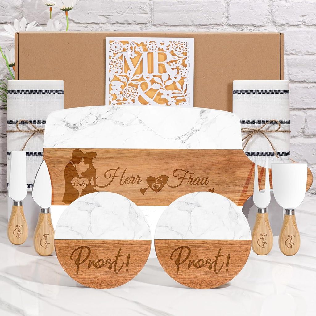 Käsebrett und Zubehör Geschenkset für das Brautpaar Elegant