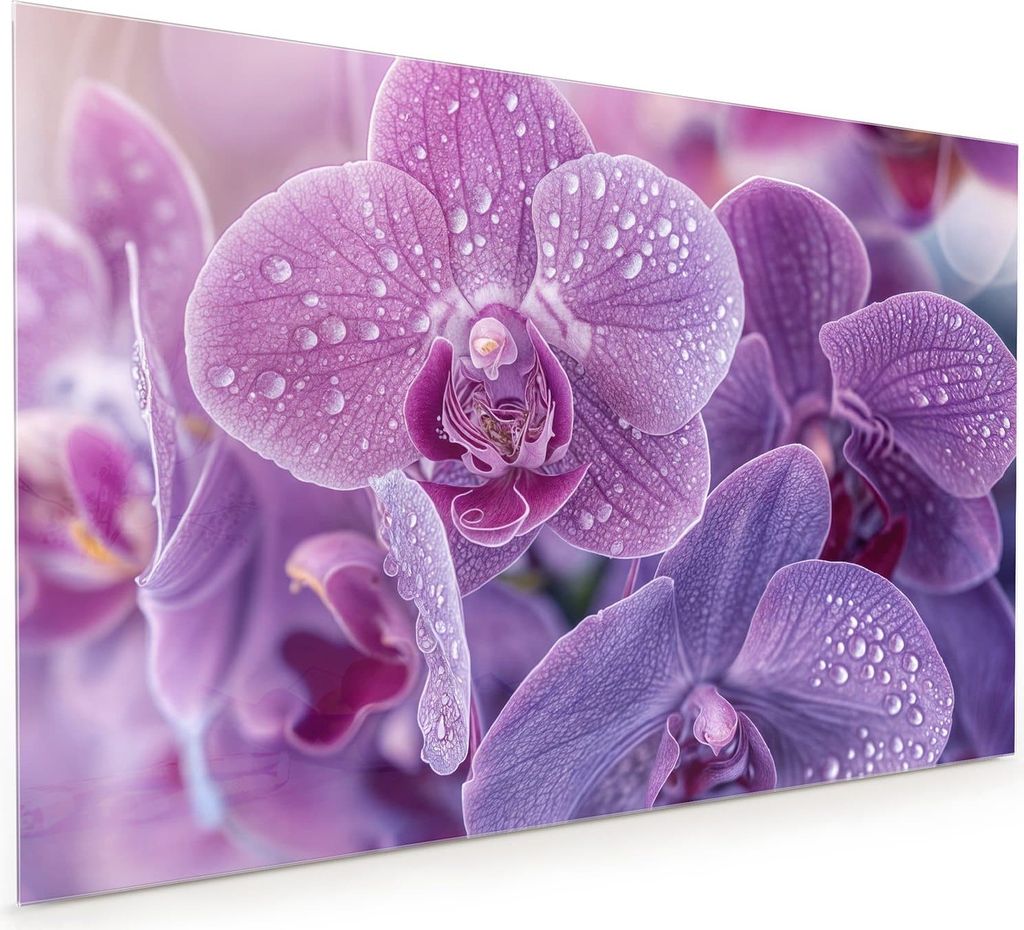 Küchenrückwand Spritzschutz Glas mit Motiv Orchideenblüten 40 x 40 cm