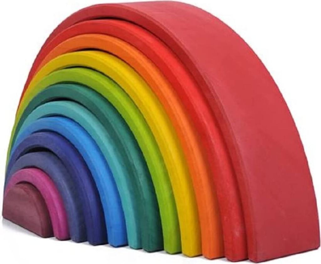 Regenbogen Holzregenbogen Stapelbogen Motorikspielzeug Bunter Bogen Stapelturm Bunte Bauklötze Lernspielzeug Steckspielzeug Bogenbrücke Holzbaust...