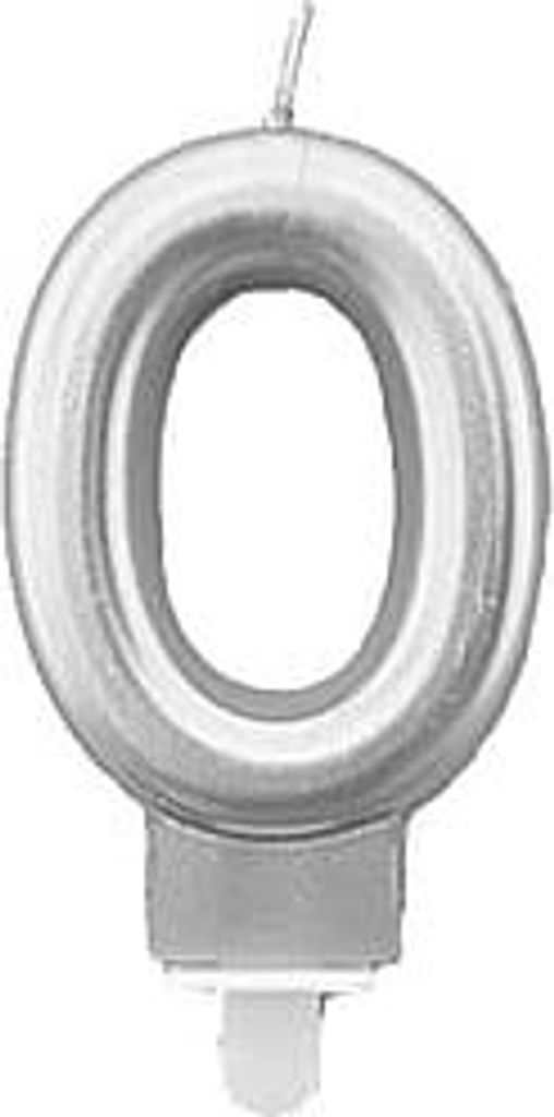 Kerze in Ziffer „0“ Form, Silber, 7,5 cm für Geburtstage & Jahrestage