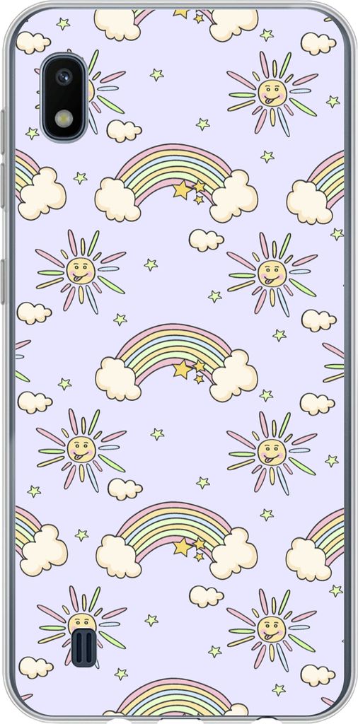 MuchoWow Handyhülle Schutzhülle Hülle für Telefoonhoesje Samsung Galaxy A10 Mädchen - Regenbogen - Sonne - Muster - Mädchen - Kinder - Kind...