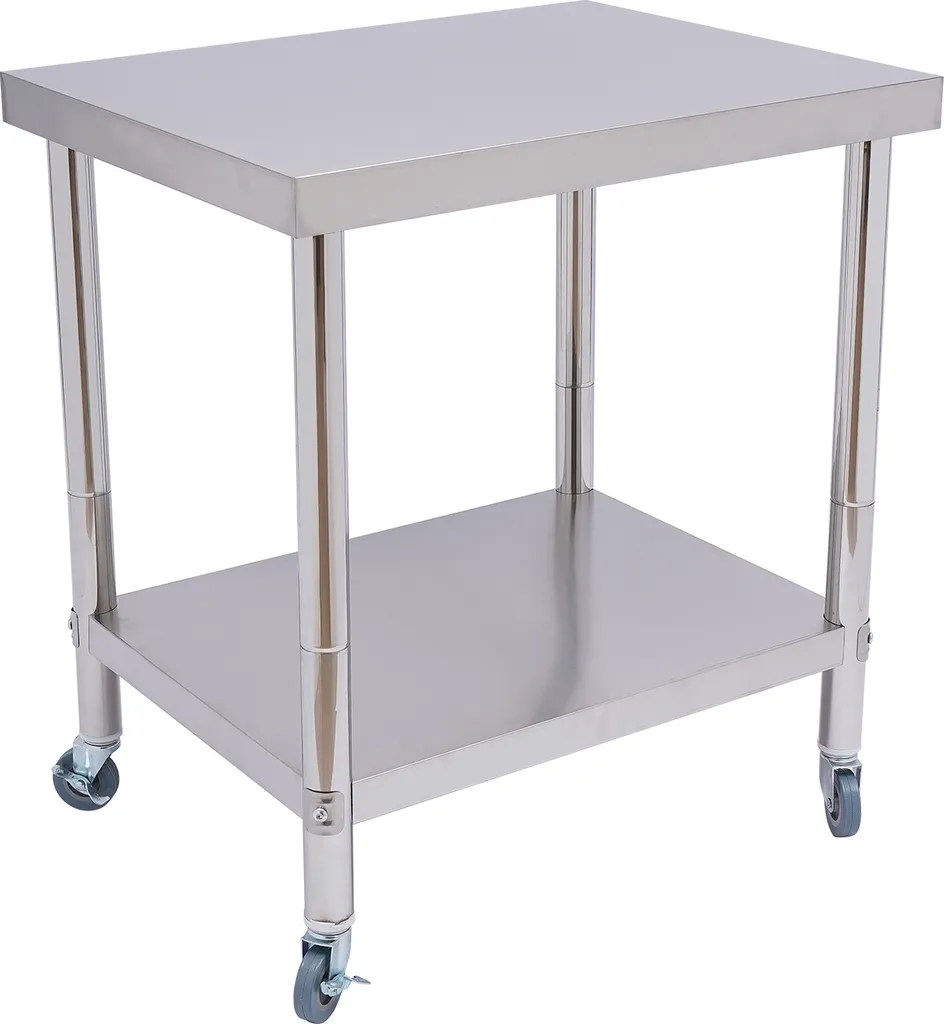 Table inox stable pour charge lourde 300kg 76x60x85cm anti-corrosion