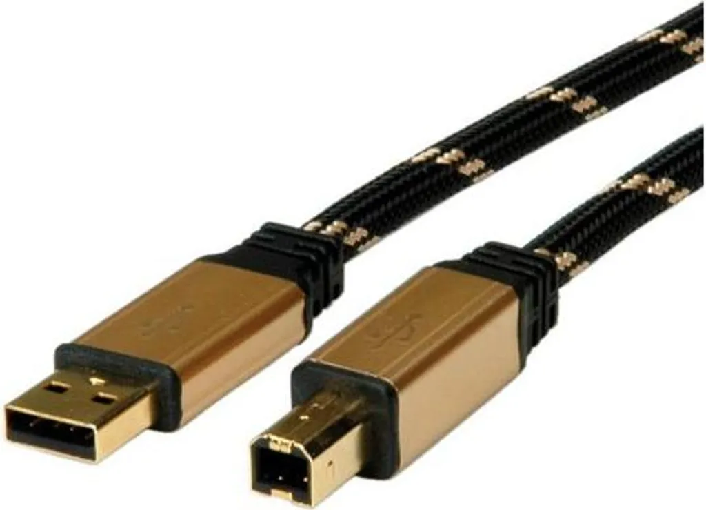 Cavo USB 2.0 A-B 1.8m ROLINE 11.02.8802 | Schermatura Top Nero Oro