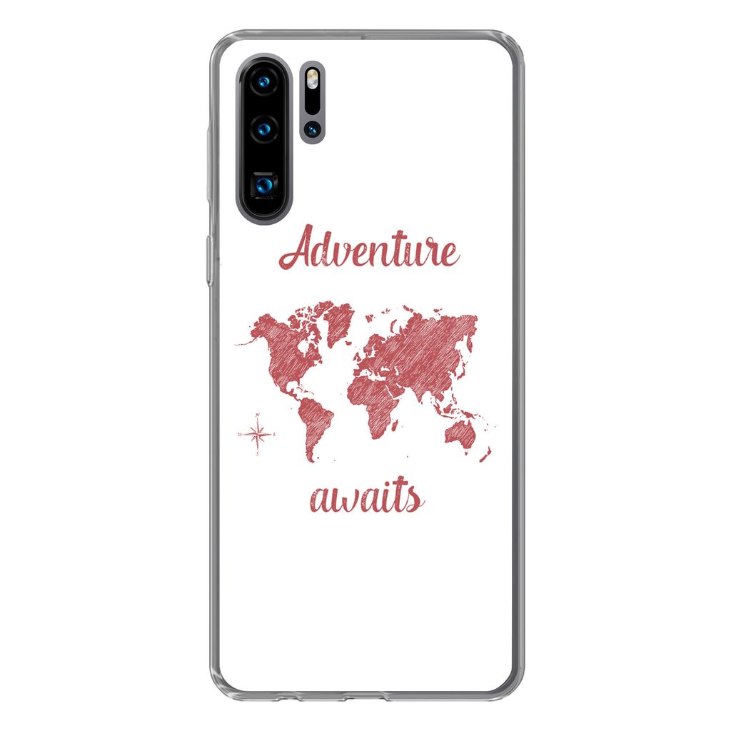 MuchoWow Handyhülle Schutzhülle Hülle für Huawei P30 Pro Karte - Sprichwörter - Rosa Silikon Softcase Handy Hülle - Schutzdeckel