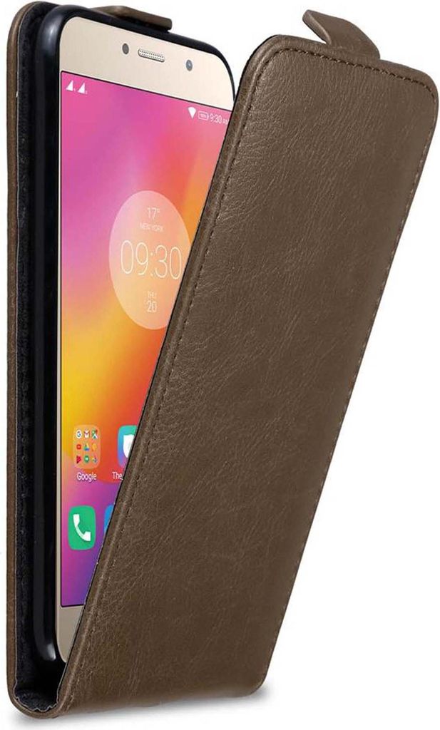 Cadorabo Hülle für Lenovo P2 Schutz Hülle in Braun Flip Etui Handyhülle Case Cover