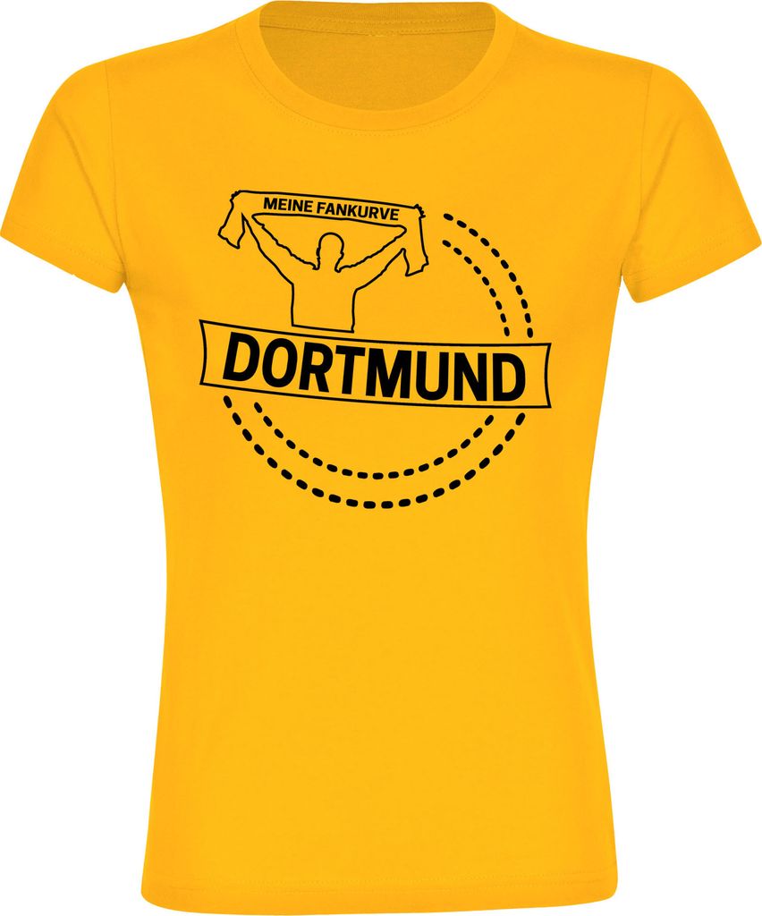 multifanshop Damen T-Shirt - Dortmund - Meine Fankurve, gelb, Größe M
