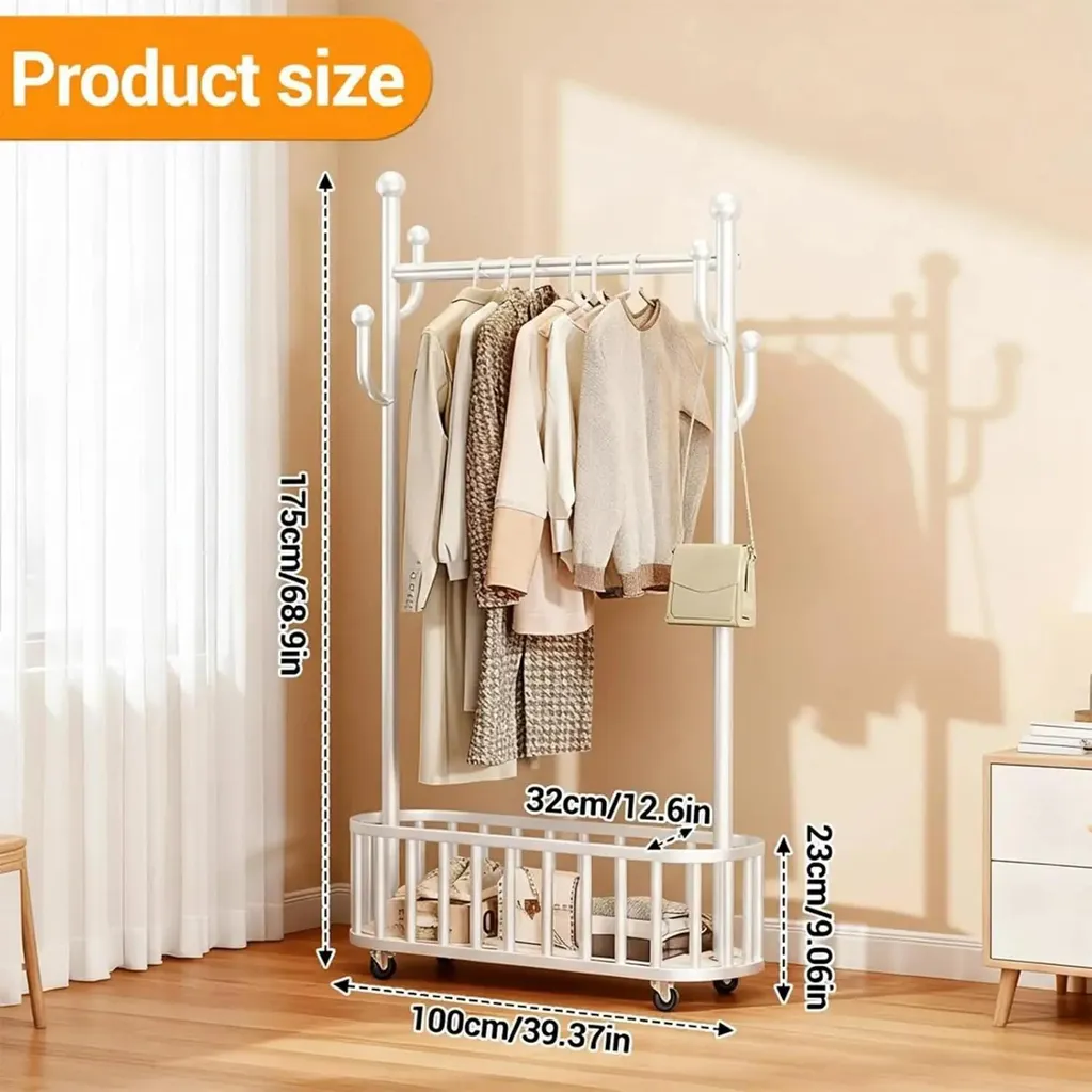 Dressing ouvert mobile blanc 100cm avec panier pour chambre et buanderie