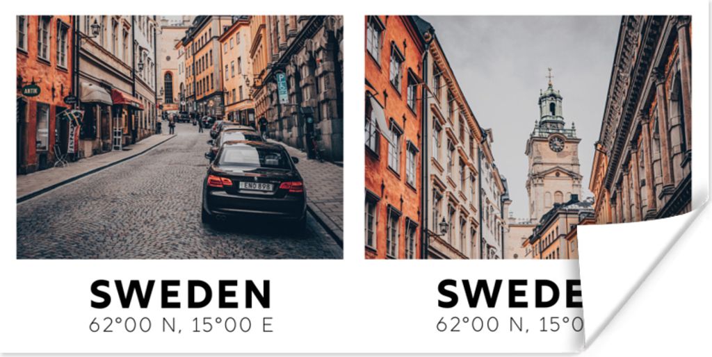 MuchoWow Poster Schweden - Skandinavien - Kirche - Auto 40x20 cm - Poster für die Wand - Poster Schlafzimmer