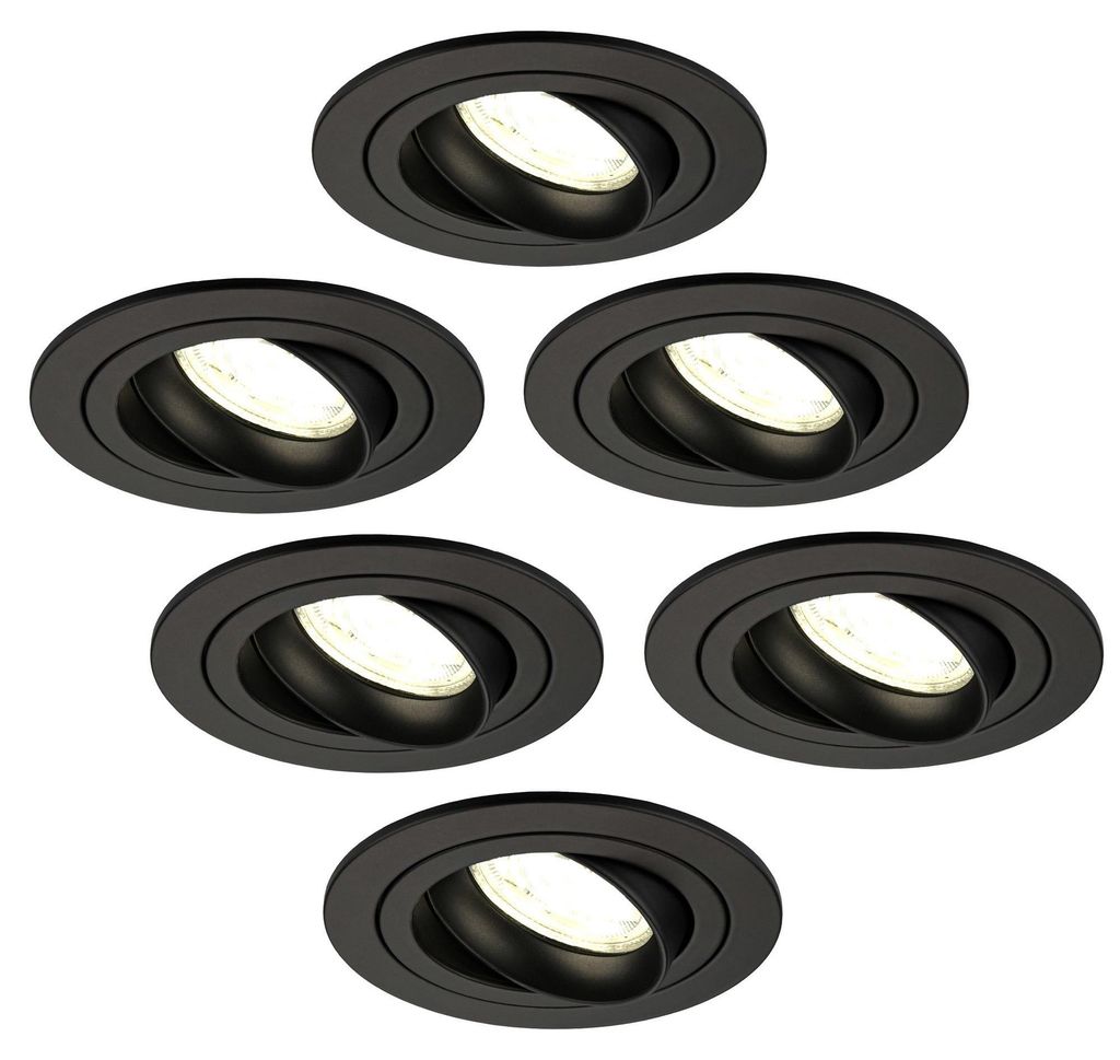 Ledvion lot de 6 spot encastrable LED rond noir 3W blanc Image du produit 