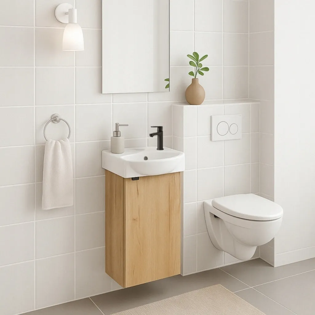 Meuble sous vasque suspendu 60 cm en bois Chêne Craft modèle Parma