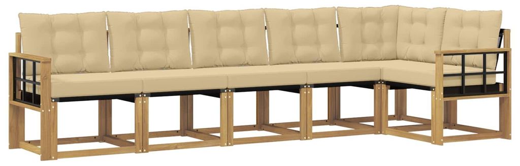 “2026 Modern“ Braun Outdoor-Sofagarnitur mit Kissen 6 pcs Weiß und Beige - Designermöbel 28321 - Gartensofas