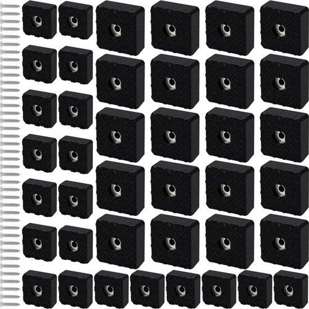 Vierkante Schrauben mit Anti-Slip-Unterlage, 40 Stück, 22mm und 30mm, schwer zu befestigend, für Stuhlbeschutz, Bürotische, Tischfußschutz.