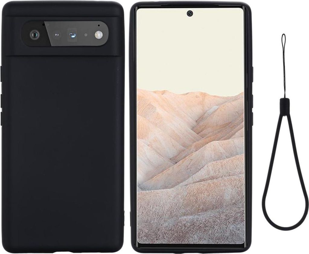 Hülle für Google Pixel 6 Handyhülle Silikon Case Cover Bumper Matt Schwarz