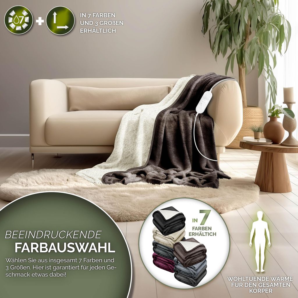 sinnlein® Heizdecke mit Abschaltautomatik 180x130cm Produktbild 