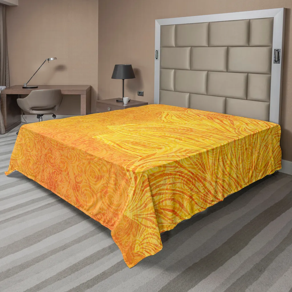 Drap plat Mandala pour décoration de chambre zen - 260x228 cm Orange doux