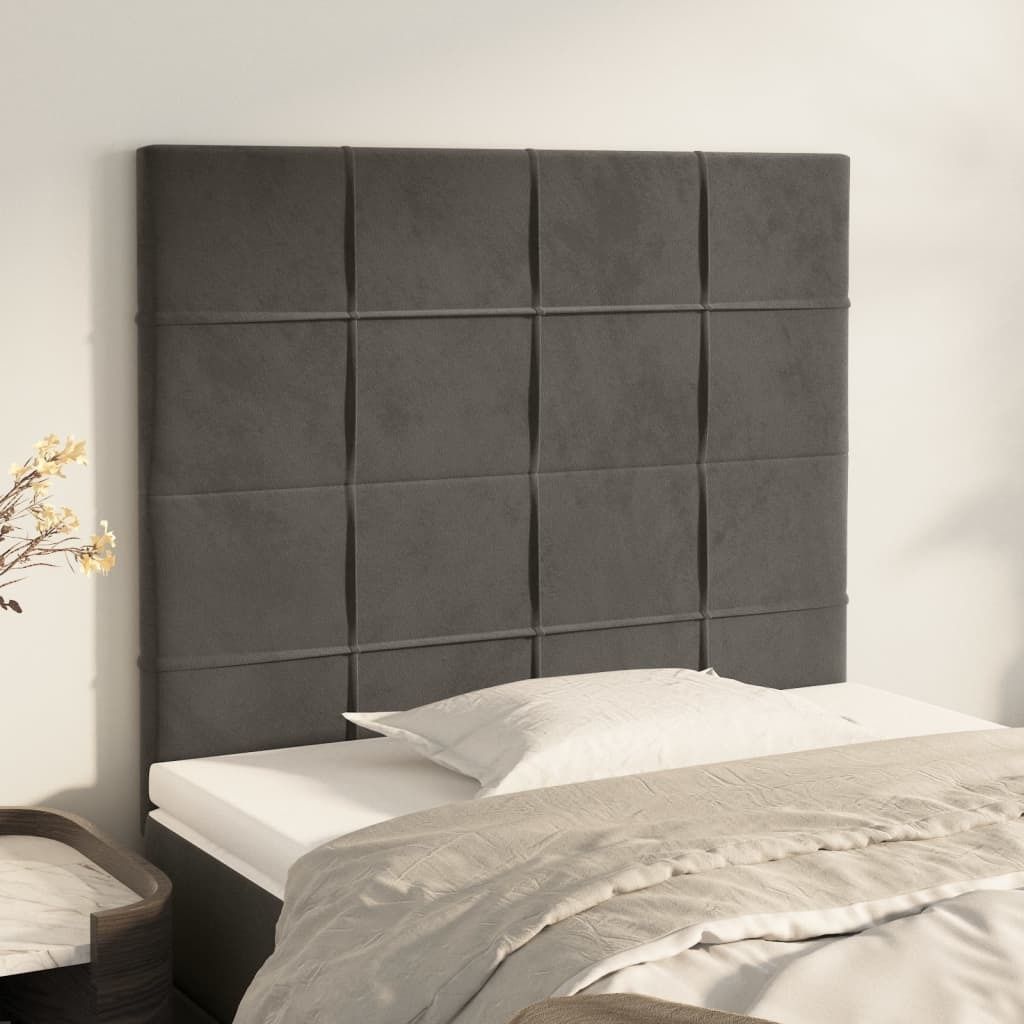 vidaXL Kopfteile 2 Stk. Dunkelgrau 90x5x78/88 cm Samt - Kopfteil - Kopfteile - Bett-Kopfteil - Bettkopfteil