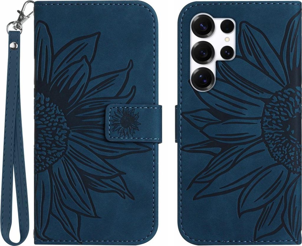 Samsung Galaxy S26 Ultra Hülle - Coverup Sonnenblume Klapphülle mit Schlüsselband - Blau
