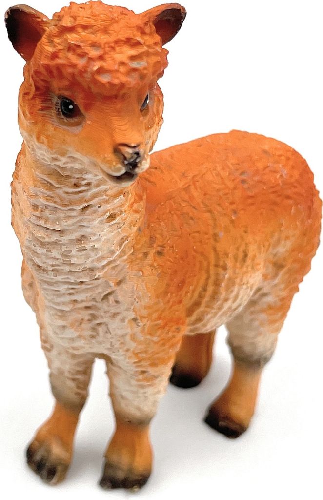 Onwomania Polyresin Figur Alpaka Pako Paarhufer Tier Dekofigur aus Polyresin Orange 7,5 cm