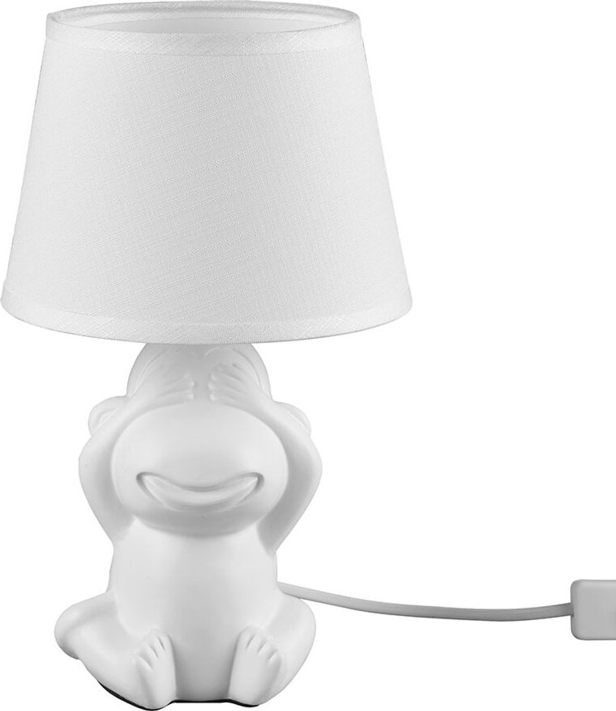 Tischleuchte, Stoffschirm, Affe, weiß matt, H 27cm