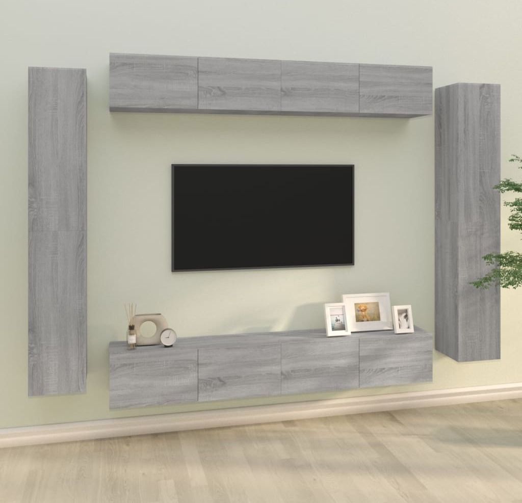 Maison Exclusive - 8-tlg. TV-Schrank-Set Grau Sonoma Holzwerkstoff