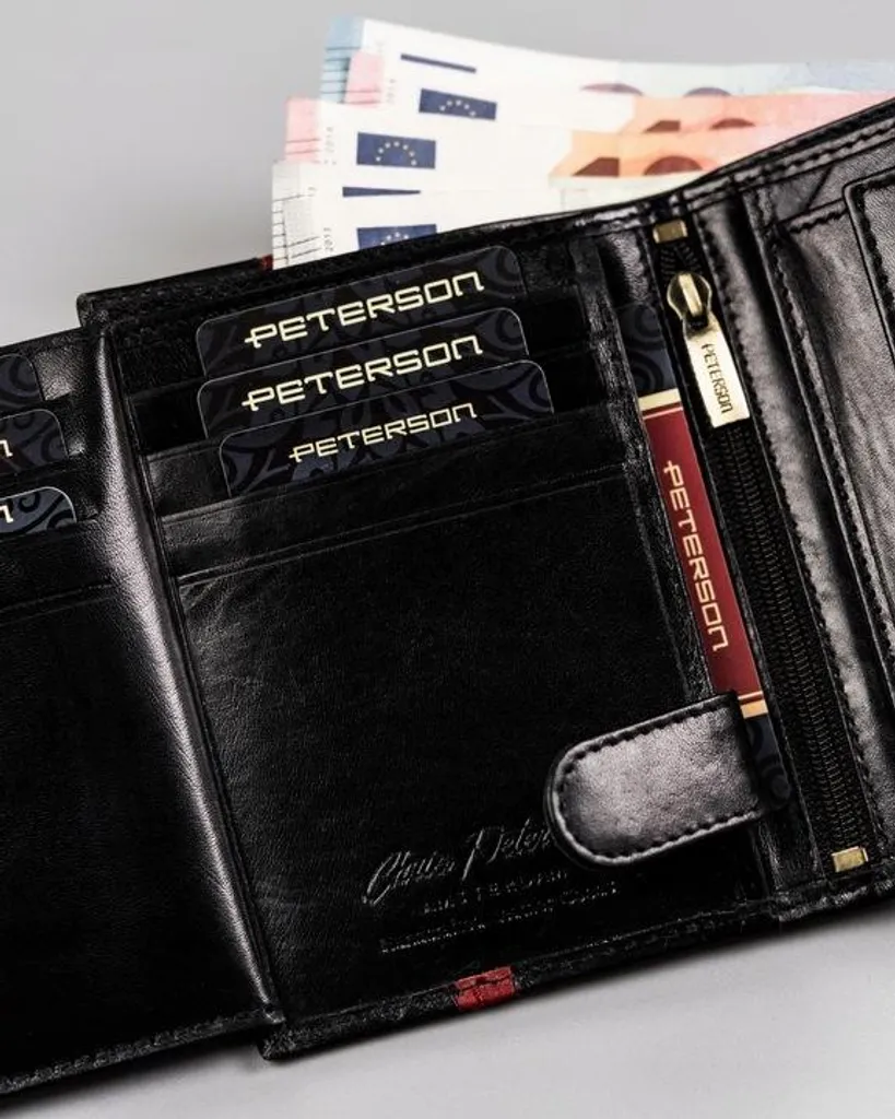 Portafoglio Verticale Peterson RFID - Vera Pelle e Sicurezza Contactless - 14