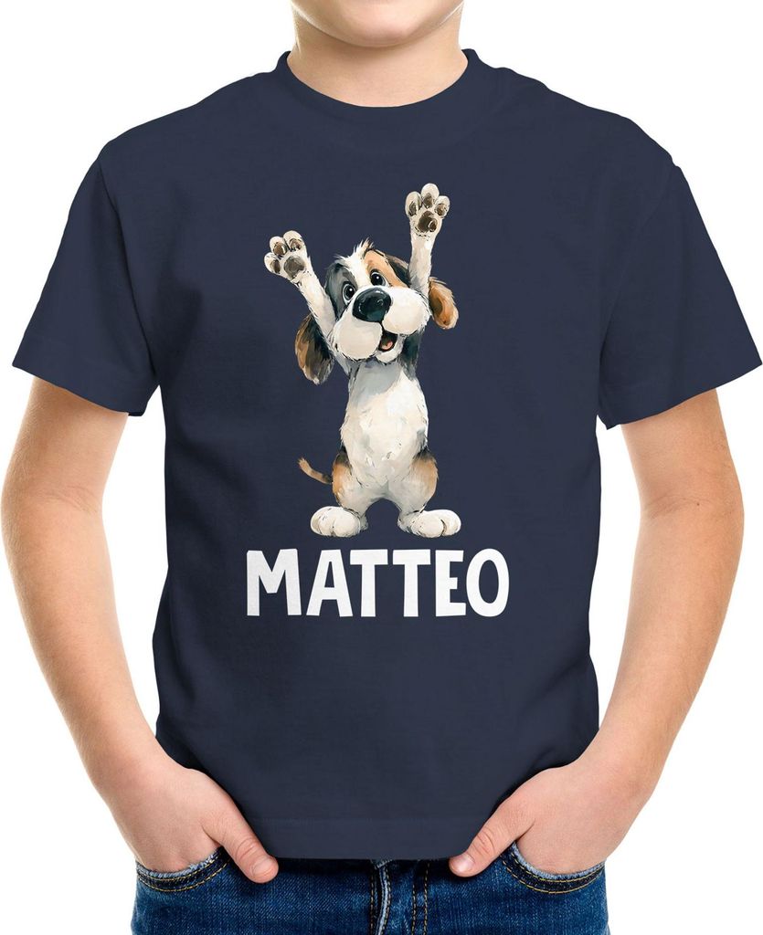 Kinder T-Shirt Hund mit Name – personalisiertes Shirt für Jungen – Lustiges Tiermotiv Hund – Geschenkidee Geburtstag oder Einschulung Moonwo...