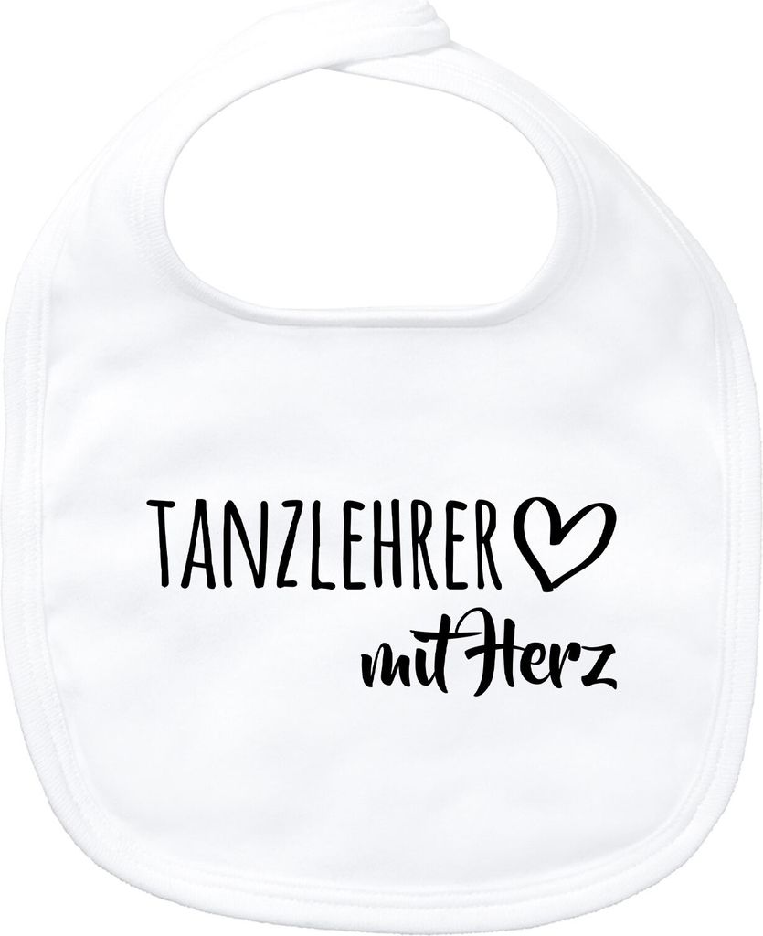 Huuraa Baby Lätzchen Tanzlehrer mit Herz White Klettverschluss Baumwolle Latz Geschenkidee