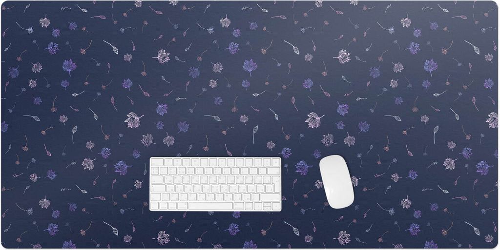 Blumennachtmuster – Schreibtischunterlage – Rutschfeste Tischunterlage – Schreibtischmatte für Büro & Zuhause – Schreibunterlage – Maus...