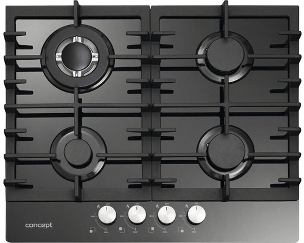 Concept PDV7260BC, Schwarz, Integriert, 60 cm, Gaskochfeld, Gehärtetes Glas, 4 Zone(n)