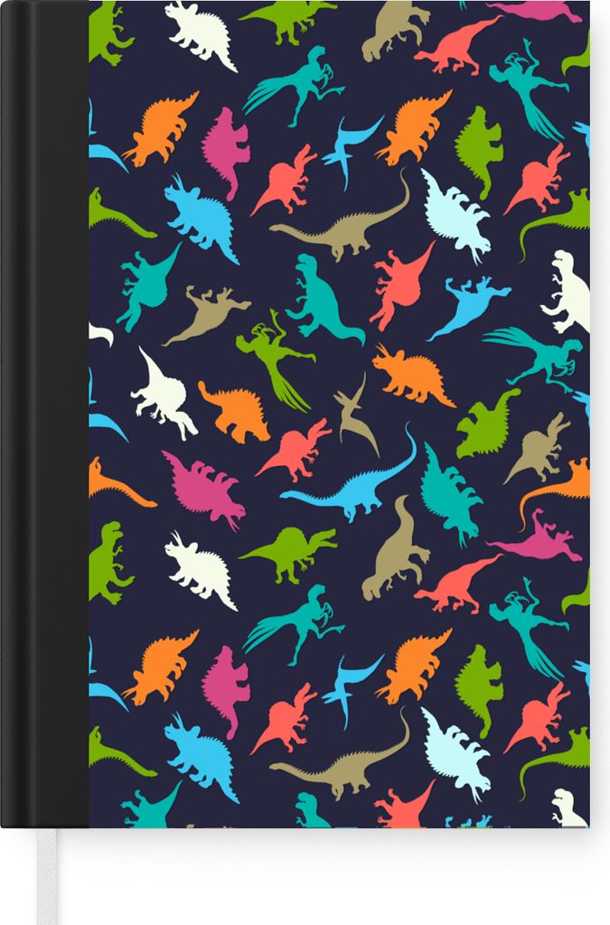 MuchoWow Notizbuch Tagebuch Haushaltsbuch Notebook A5 Muster - Dino - Farben - Jungen - Kinder - Kind - Notizblock - Notizheft - Notebook - Schre...